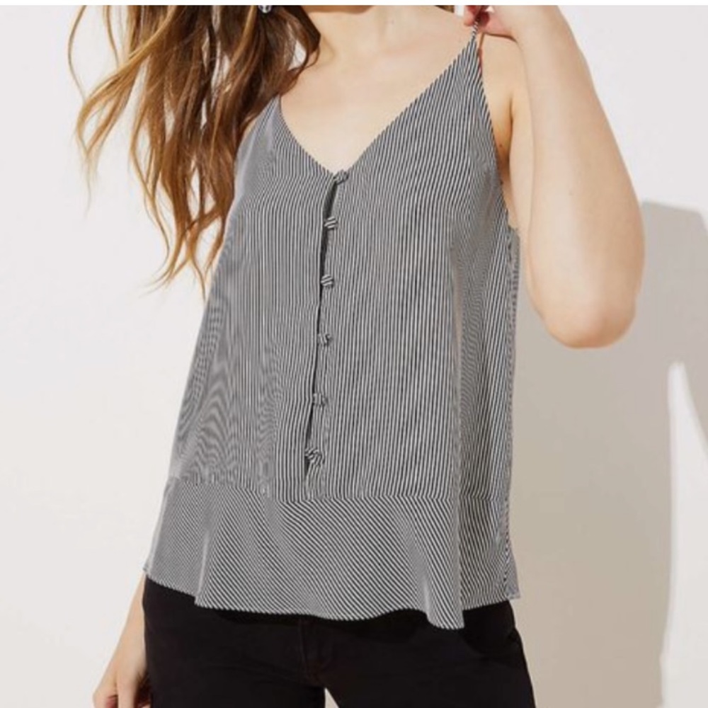 Ann Taylor Loft XSP Black & White Striped Blouse